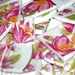 Bright Pink , Yellow, Lavender floral pattern handcut mosaic tiles from plates