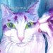 Cats kitty painting print two cats blue violet purple 8x10