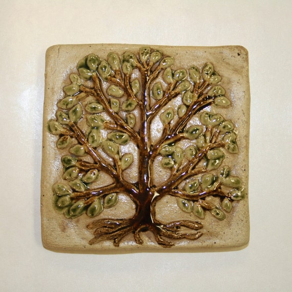 Items similar to 4x4 Tree handmade ceramic tile on Etsy