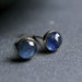 Rose cut sapphire and 18 karat yellow gold bezel set earrings 5mm