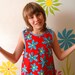 50% OFF SALE - Red CAMPING girls handmade jumper dress with vintage fabric