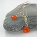 Carnelian earrings, sterling earrings, Little Spark earrings, sterling silver and carnelian