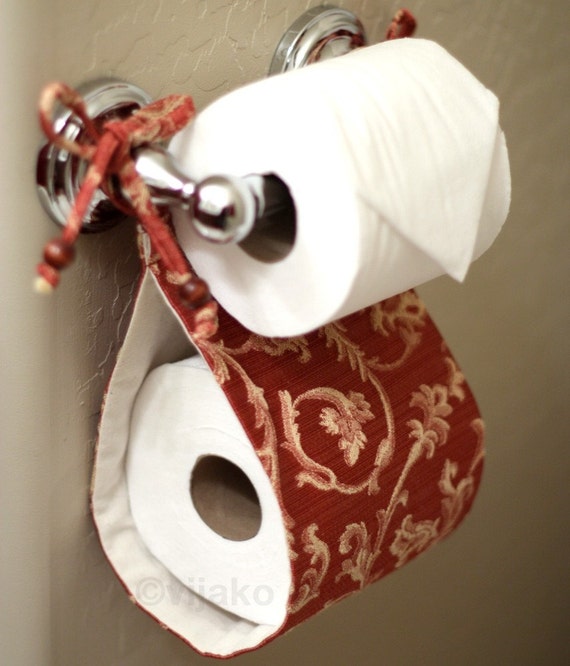 red and yellow damask floral bath accessory set