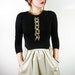 ON SALE! Librarian Dress// Wooden button and silk chiffon ruffle detail on front