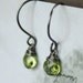 Peridot Earrings Wire Wrapped Sterling Silver August Birthstone Oxidized Green Gemstone - Leaf earrings