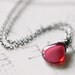Petal Necklace Deep Pink Czech Glass Sterling Silver Wire Wrapped Oxidized Peony Rose Petal