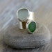 Sea Glass Ring Aqua and Green Adjustable Ring