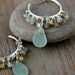Sea Glass Hoop Earrings Aqua Sea Glass and Aquamarine Stones