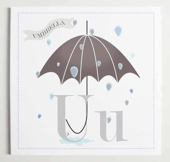 Uu is for Umbrella Alphabet Print by Modernpop