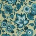 1970s Fabric Yardage with Teal Blue Flowers, 2.75 Yards