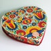 On reserve for gracefulfig: Vintage Czech Heart Shaped Candy Box with a Moravian Design of Flowers and Birds