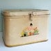 1940s Shabby Metal Bread Bin with a Vintage Lady Decal