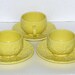 Vintage Secla Portugal Yellow Cabbage Pottery Cups Saucers Sets
