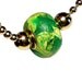 Handmade Large Hole Bead Necklace European Style Bead Jewelry Polymer Clay Brass Ball Chain Gold Grommets Green Swirl Microglitter