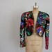 1980s Cropped Jacket in Multi-Colored Sequins . Black Fashion Shrug