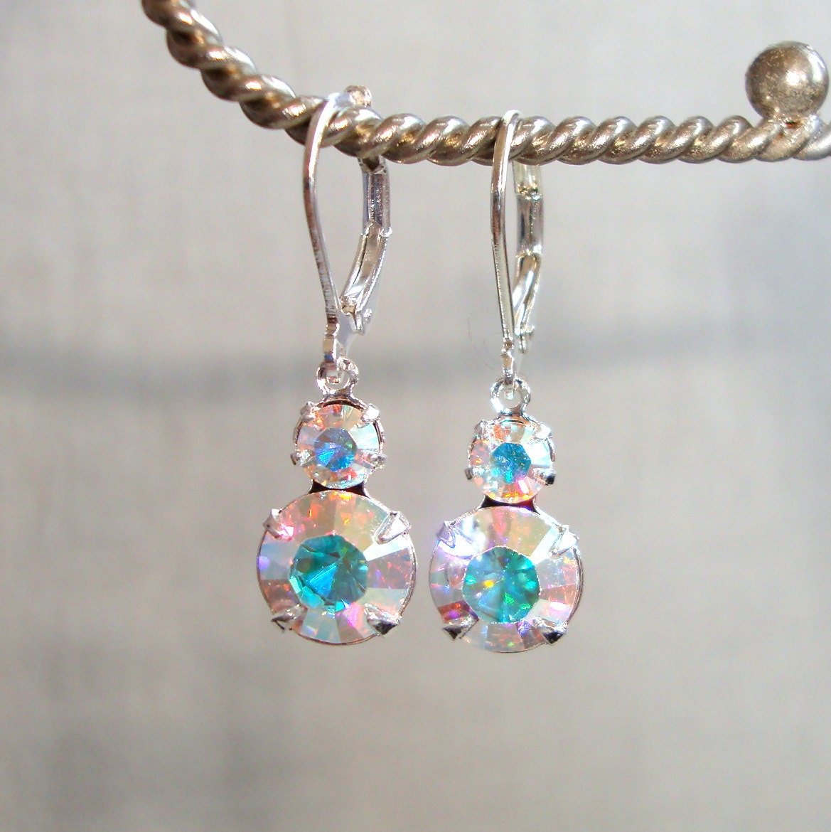 Swarovski Crystal Aurora Borealis Earrings Wedding Jewelry