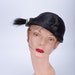 20s Hat Cloche Short Black Fur Cap Horsetail Brush sz 22