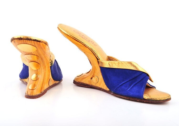 Vintage Shoes 60s Cantilever Heel Mules Shoes sz. 5