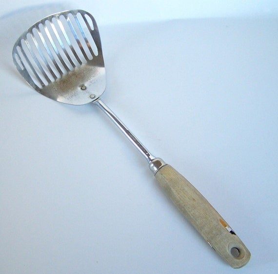 Vintage Wood Handle Ekco A and J Kitchamajig Spatula Made in