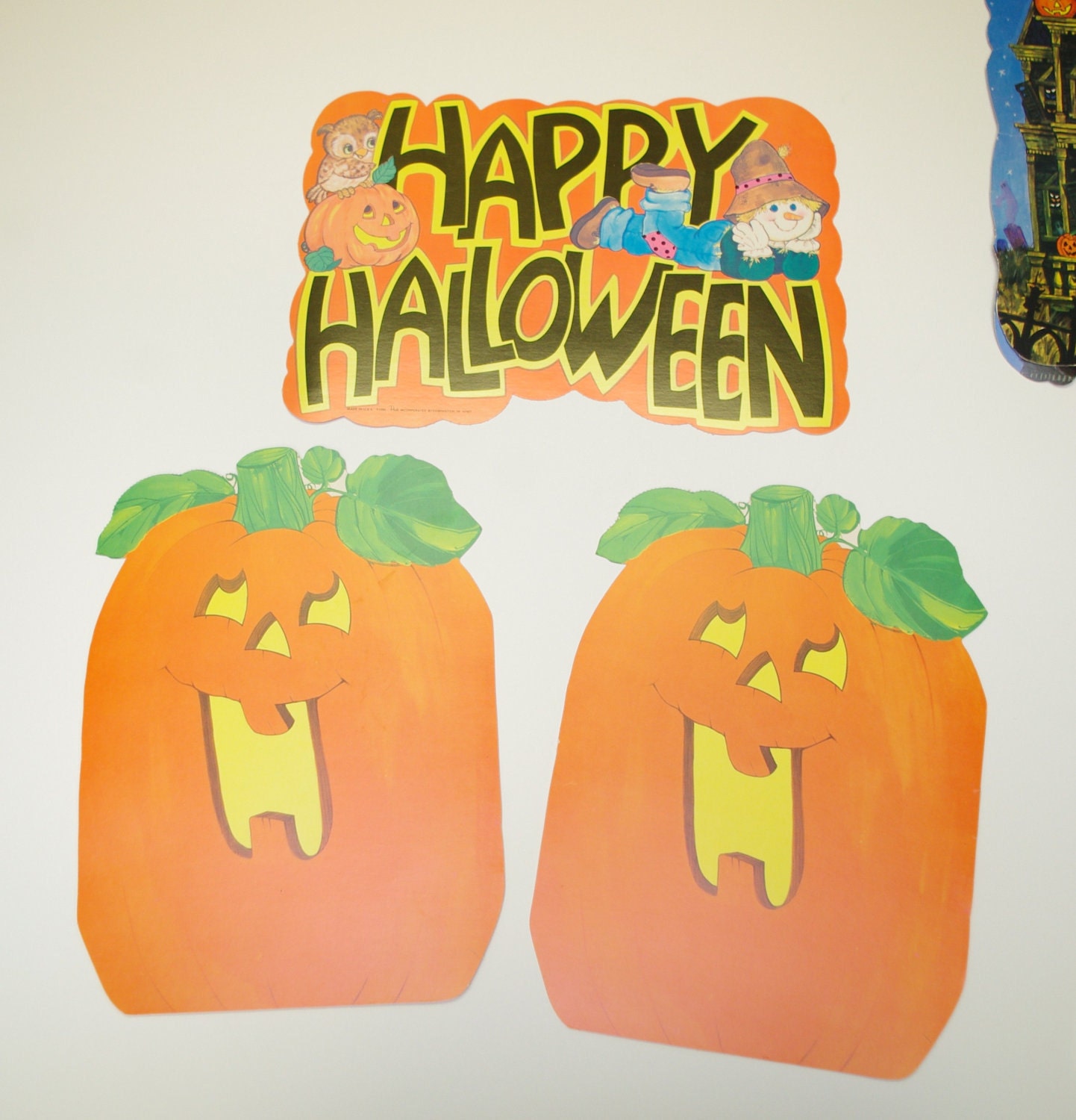 Vintage DieCut Halloween Decorations Eureka JOL Ghost Black