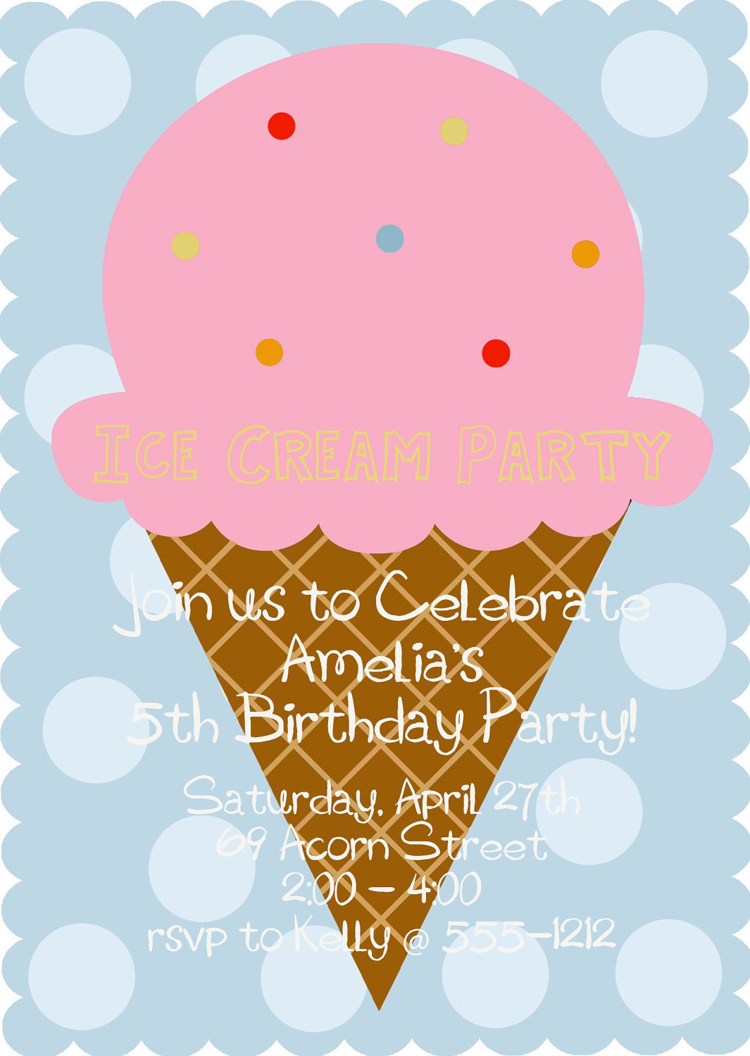 ice cream cone for Cream Pink cream cone Template Invitation Ice Cone ice birthday