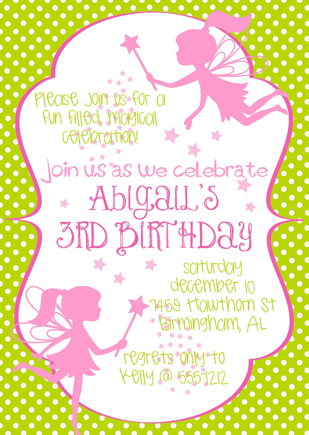 Fairy Princess Birthday Party Invitation in by BurleyGirlDesigns