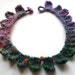 Knitted Necklace Round Petals Lilac Shell Buttons Japanese Yarn Noro Blossom Fibre Art Textile Art