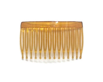 12 Plastic Hair Combs Amber Color- 70mm (3 inch)
