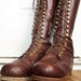 RESERVED 1940s Tall Brown Leather Lace Up Wingtip Boots SZ 7.5