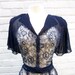 1940s Navy Blue Floral Lace and Chiffon Dress