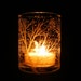 Reaching Branches with Floating Flakes . Hand Engraved Glass Candle Holder