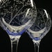 2 Red Wine Glasses . Hand Engraved Crystal Glass . 'Branches And Leaves' . Bridal party gift Spring Glassware
