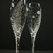 Fir Tree And Floating Flakes . 2 Champagne Flutes . Hand Engraved . Winter Wedding