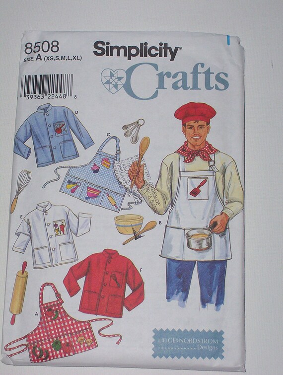 Bib Apron Chef Jacket Pattern Simplicity 8508 Size XS S M L XL Bib apron chef jacket pattern simplicity 8508 size xs s m l xl