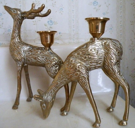 vintage brass reindeer candle holders vintage brass reindeer candle holders