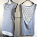 SALE- Reconstructed off shoulder tshirt tunic with lace trim - KD174 SMALL