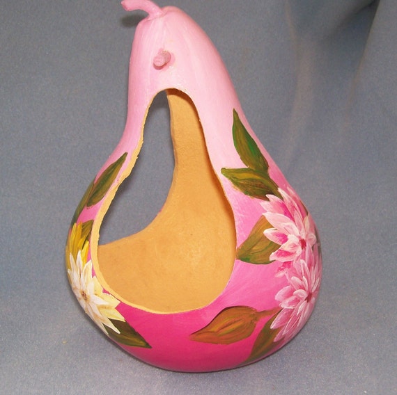 Bird Feeder Gourd Floral Pink Yellow