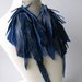 Royal blue shredded real leather earrings