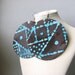 Big cotton fabric circle earrings, dark brown and turquoise