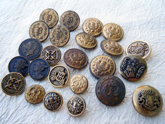 Lot of 24 Vintage Police Buttons and Military by BellaMercato