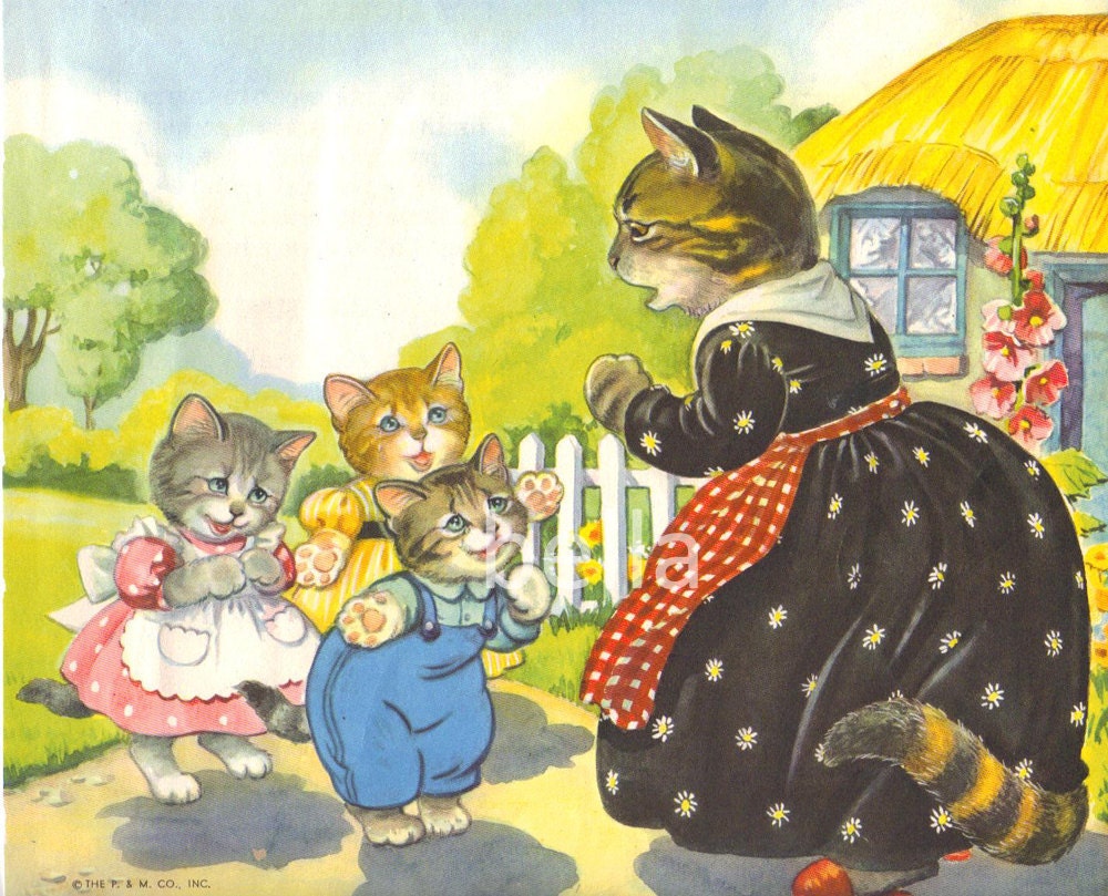 Three Little Kittens Mother Goose Nursery Rhymes Illustration