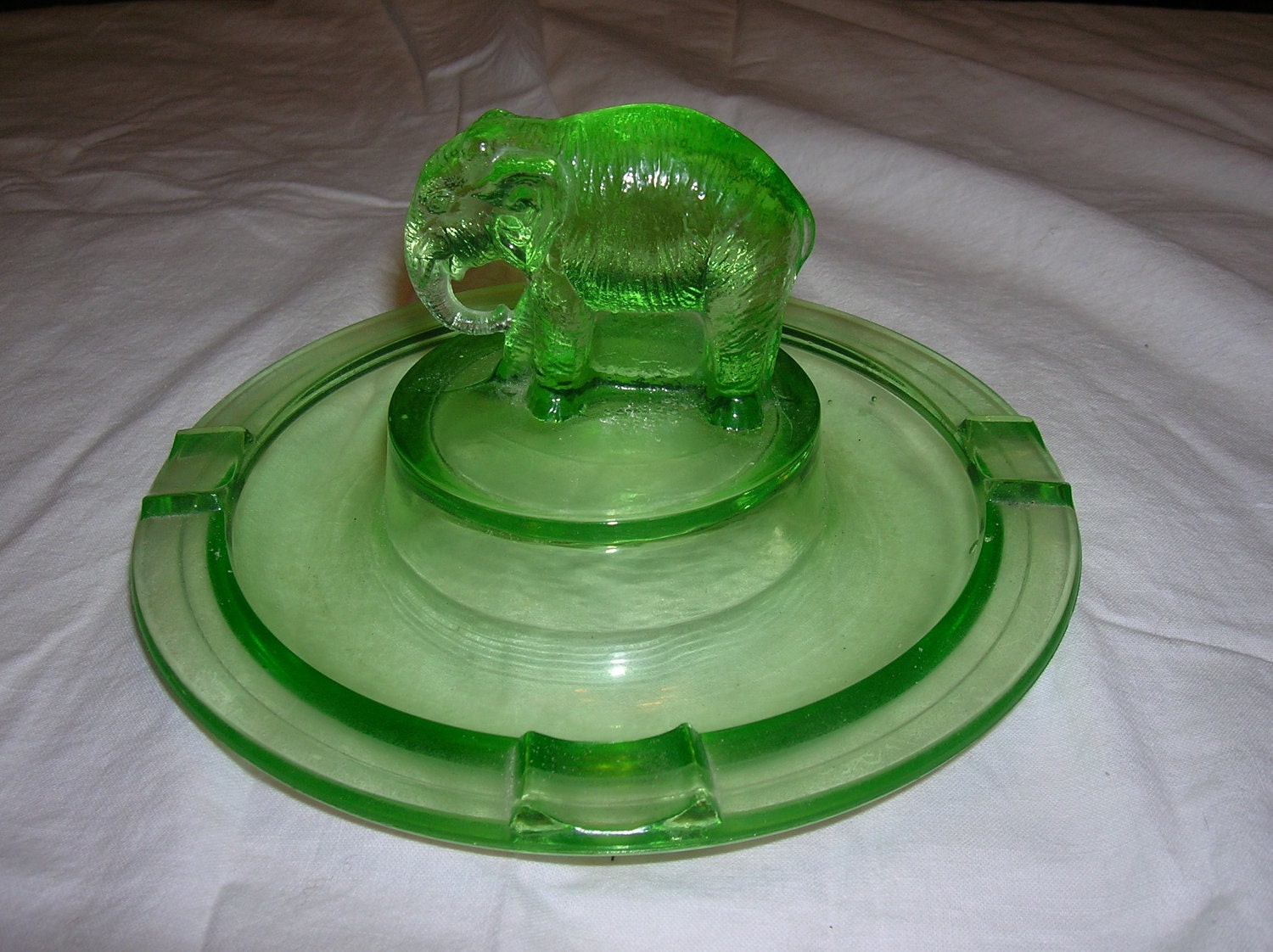 Vintage Greensburg Glass Works Green Elephant Ashtray