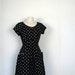 Vintage Polka Dot Dress / 1950s / Black and White / L