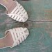 Kitten Heel Shoes / 60s Sandals / Ivory / 1960s Shoes / Deadstock / 9 1/2