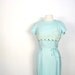 Vintage 1950s Dress / Seafoam Linen and Lace / 50s Dress / S M