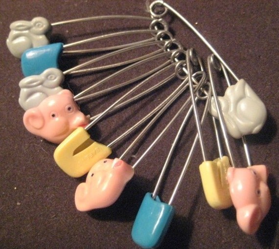 Items similar to 10 VINTAGE 1950s NOVELTY BABY SAFETY PINS on Etsy