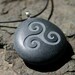 Triple Spiral Celtic Symbol Engraved Stone Ocean Pebble on Leather Cord