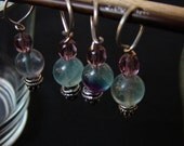Northern Lights - Fluorite Stitch Markers for Needle Sizes up to 10 1\/2 - Set of 4