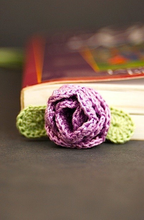 Crochet Rose Bookmark It's all Purple