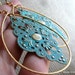 DOLLY-Teal Diamond Moroccan Filigree Gold Teardrop Hoop Earrings